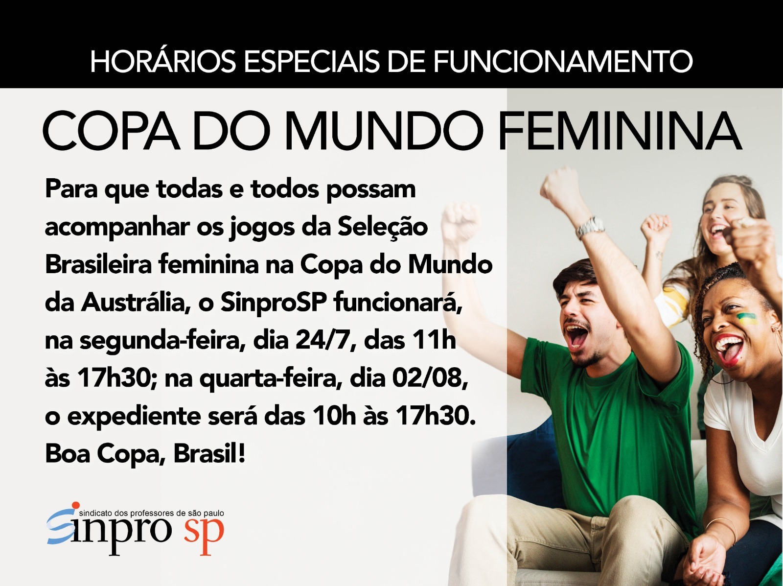 copa futebol feminino horarios no sinprosp