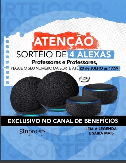 sorteio alexas professor sinprosp